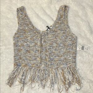 Stylish Multicolor Fringe Knit Top